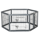 PawHut Dog Play Pen 6 Panel Pet Playpen Foldable Puppy Playpen Rabbit Guinea Pig Run w/ Door