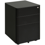 Vinsetto Lockable Cabinet, Rolling Filing Cabinet with 3 Drawers, Steel Office Drawer Unit for A4, Letter, Legal Sized Files