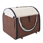 Pawhut Cat Carrier, Folding Soft Dog Crate, Pet Travel Cage for Small Dogs, Brown 61L x 46W x 51H cm