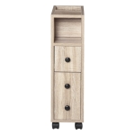 kleankin Armário de Casa de Banho para Espaço Reduzido com Rodas Prateleiras Abertas Armário e Gaveta 18x30x68,5 cm Madeira