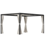 Outsunny Foisor cu pergola 3 x 3 (m) cu acoperis extensibil, Adapost cu copertina cu pergola retractabila cu perdele, Cadru din aluminiu pentru gradina, peluza, curte si terasa, bej