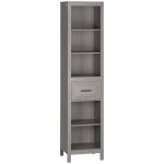 Kleankin Dulap de depozitare pentru baie Linen Tower cu sertar si raft pe 5 niveluri, gri