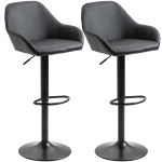 HOMCOM Adjustable Bar Stools Set of 2, Swivel Barstools with Footrest and Backrest, PU Leather and Steel Base, for Kitchen Counter and Dining Room, Black