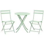 Outsunny 3 Pieces Patio Bistro Conversation Coffee Set Foldable Garden Table & Chair for Outdoor Yard Porch Poolside Balcony Green