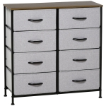 HOMCOM Comoda 8 sertare in stil industrial, comoda pentru dormitor cu sertare detasabile din material textil, lemn si otel, 80x30x81.5cm