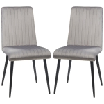 HOMCOM Scaune de Luat Masa Set de 2 Scaune de luat Masa, Scaune de Bucatarie Moderne din Tesatura de Catifea cu Spatar cu Canale si Picioare din Otel pentru Camera de Luat Masa, Camera de Zi, Gri