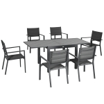 Outsunny Set Gradina Aluminiu 7 piese cu Scaune si Masa Extensibila