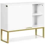 Kleankin Armoire murale de salle de bain avec niches placard étagère réglable en panneaux de particules - blanc doré