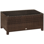 Outsunny Rattan Garden Furniture Coffee Table Patio Tempered Glass Mixed Brown