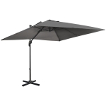 Outsunny 2.7 x 2.7 m Cantilever Parasol - Square Overhanging Umbrella with Cross Base, Crank Handle, Tilt, 360° Rotation and Aluminium Frame, Dark Grey