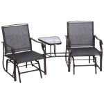 Outsunny Double Glider Rocking Chairs Garden Table High Back Conversation Set
