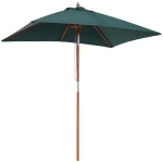 Outsunny 2m x 1.5m Garden Parasol Umbrella with Tilting Sunshade Canopy, Wood and Bamboo Frame, Outdoor Market Table Umbrella, Green