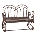 Outsunny Outdoor Iron Rocking Chair-Bronze Red