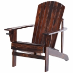 Outsunny Outdoor Classic Wooden Adirondack Deck Chair with Cup Holder - Carbonized Color