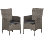 Outsunny 2 PC Outdoor Rattan Armchair Dining Chair Garden Patio Furniture w/ Armrests Cushions Grey