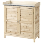 Outsunny tuinkast houten apparatuur kast kast met 2 planken nature