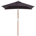 Outsunny Wooden Patio Umbrella Market Parasol Outdoor Sunshade 6 Ribs Deep Grey