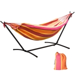 Outsunny 277 x 121cm Hammock with Metal Stand Portable Carrying Bag 120kg Red Stripe