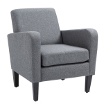 HOMCOM Modern Fabric Accent Chiar Club Armchair Sofa with Padded Seat,Light Grey