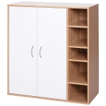 HOMCOM Sapateira com 2 Portas Prateleiras Interiores e 5 Prateleiras Exteriores com Altura Ajustável 80x32x91 cm Branco e Madeira