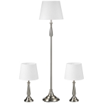 HOMCOM 3-delige vintage designlampenset, 2 tafellampen, 1 vloerlamp, 35,5 cm x 35,5 cm x 146 cm, zilver+wit