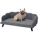 PawHut Dog Sofa, Pet Couch Bed for Medium, Large Dogs, with Legs, Cushion - Grey