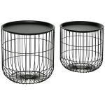 HOMCOM 2er-Set Beistelltische im Skandidesign, mit Stauraum, stapelbar, Schwarz