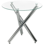 HOMCOM Eettafel, rond blad van gehard glas, randloos ontwerp, voor 2-4 personen, stalen poten, 80 x 80 x 74 cm