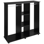 HOMCOM Armoire penderie Meuble de Rangement Mobile 6 roulettes 120L x 40l x 128H cm en bois Noir