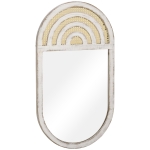 HOMCOM Lustro ścienna, Lustro w salonie, 50 x 90 cm Lustro na korytarz z wyglądem rattanu