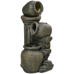 Outsunny Fontanna z Regulowaną Pompą, Odporna na Warunki Pogodowe, 25 cm x 24 cm x 60 cm, Szary