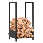 Outsunny Haardhoutrek Brandhoutrek tot 50 kg Metaal Binnen & Buiten Zwart 39x35x76 cm