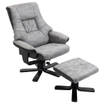 HOMCOM Leather Recliner Armchair, w/Footstool, 135° Reclining, 360 Swivel Grey