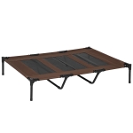 PawHut Cama para Animais de Estimação Cama Elevada para Cães Gatos com Tecido Transpirável para Dormir Relaxar Exterior Jardim Terraço 122x92x23cm Marrom