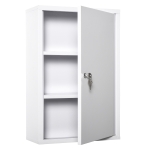 kleankin Medizinschrank Arzneischrank zur Medikamenten-Aufbewahrung, Abschließbar Medikamentenschrank Metall mit 3 Fächern Erste-Hilfe-Schrank, 40 x 18 x 60 cm, Weiß