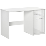 HOMCOM Computer Desk with Drawers, Modern Writing Workstation with Storage Cabinet, PC Study Table for Home, Office, Study, White