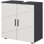 Mobiletto Bagno Sottolavabo Kleankin - 2 Ante, Grigio, 60x30x60 Cm Con Mensola Regolabile - Foto 1