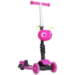 HOMCOM 5-in-1 Kids Toddler 3 Wheels Mini Kick Scooter Push Walker with Removable Seat & Back Rest for Girls and Boys Pink
