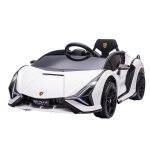 HOMCOM Carro Elétrico Lamborghini SIAN 12V com Controle Remoto Abertura da Porta Música MP3 USB e Faróis 108x62x40 cm Branco