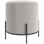 HOMCOM Pouf ottoman tabouret pouf repose-pied en velours pieds en acier pour salon chambre Ø 35 x 38 cm gris clair
