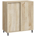 HOMCOM Dulap pentru Pantofi pe 4 Niveluri din PAL și Oțel cu Ușă Glisantă și Rafturi Reglabile, 80x40x93 cm, Lemn Natural