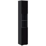 kleankin Dulap Baie, Inalt de 183cm, Dulap cu 2 rafturi deschise si doua dulapuri cu 2 nivele, Negru