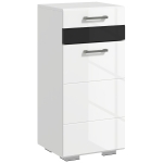 kleankin Dulap de Baie cu Luciu Inalt Dulap de Depozitare pe Podea cu Sertar si Raft Reglabil pentru Bucatarie Camera de Zi Alb depozitare laterala toaleta acasa birou hol prosop manere dus colt baza inalta vopsit rezistent la apa