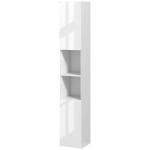 kleankin Freestanding Bathroom Cabinet, High Gloss Storage Cabinet with Doors and Adjustable Shelves, 30 x 30 x 181.5 cm, White