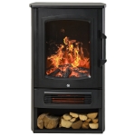 HOMCOM Elektrokamin mit Heizung, elektrischer Kamin mit LED Flammeneffekt, 1000 W/2000 W Dekokamin mit Thermostat, elektrisch Kaminfeuer Kaminofen, Schwarz