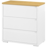 HOMCOM Comoda cu Sertare, Unitate de Organizare a Depozitarii cu 3 Sertare pentru Dormitor, Camera de Zi, Alb si Natur