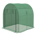 Outsunny Polytunnel Greenhouse Walk-in Grow House with UV-resistant PE Cover, Doors and Mesh Windows, 1.8 x 1.8 x 2m, Green