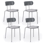 STONES Set 4 Sedie in polipropilene con seduta e schienale in polipropilene e gambe in metallo, 45x51x82cm, grigio