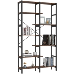 HOMCOM Biblioteca cu 6 Rafturi Lemn Cadru din Metal Negru Maro