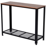HOMCOM Mesa de Consola Industrial Mesa de Entrada con Estante Inferior de Malla Metálica Carga 30 kg 101x35x80cm Marrón y Negro